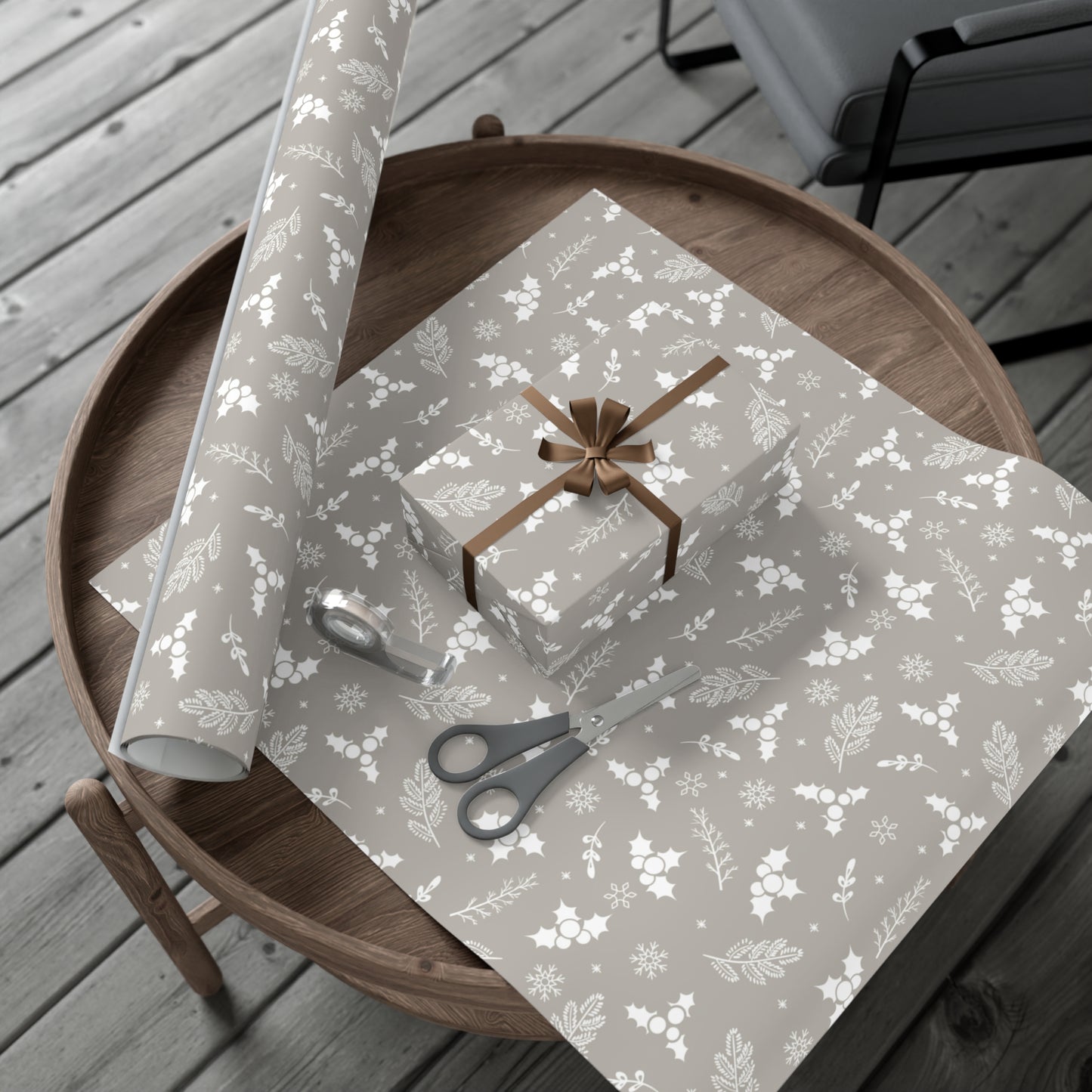 Silver Holly Gift Wrap Papers