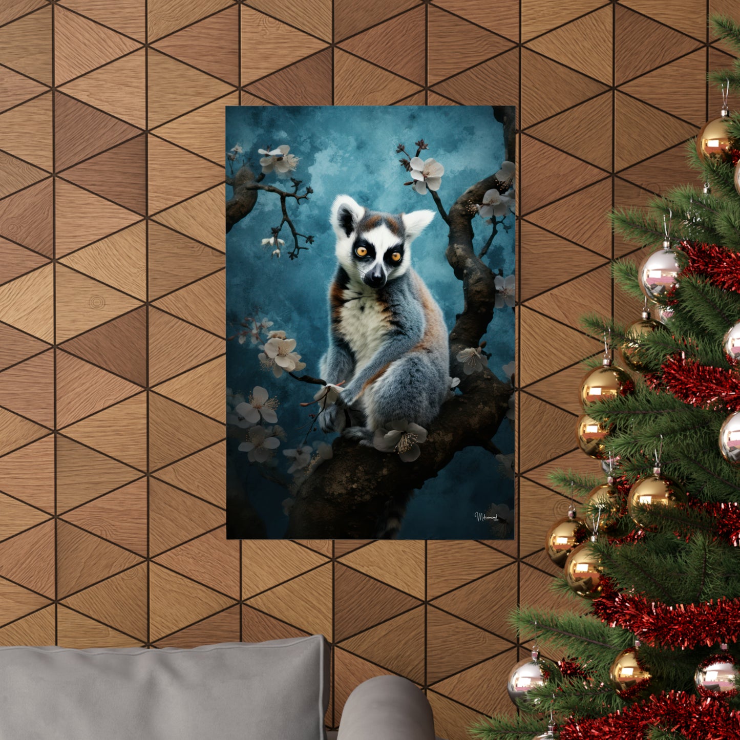 Lemur Floral Premium Matte Vertical Posters