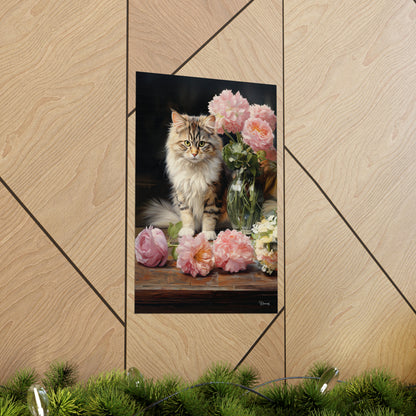 Kitten Floral Premium Matte Vertical Posters