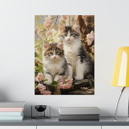 Kittens Floral Premium Matte Vertical Posters