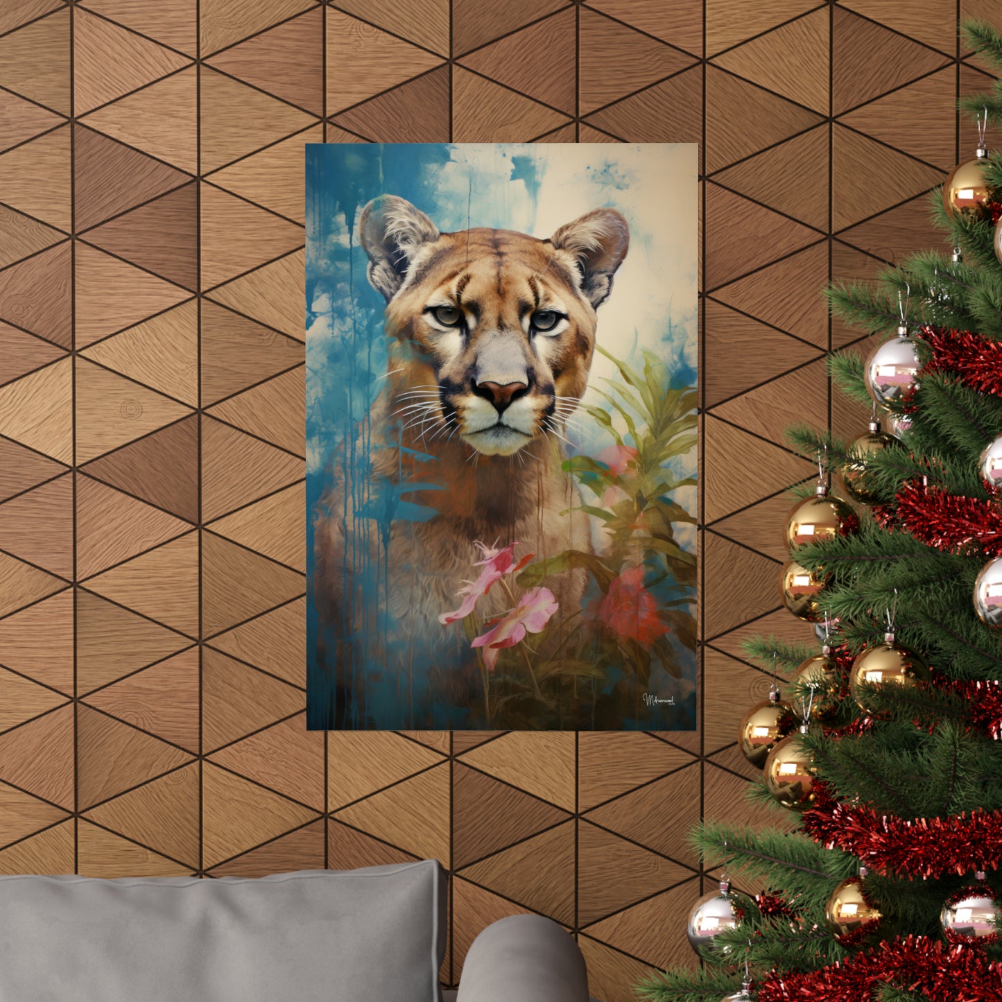 Florida Panther Floral Premium Matte Vertical Posters