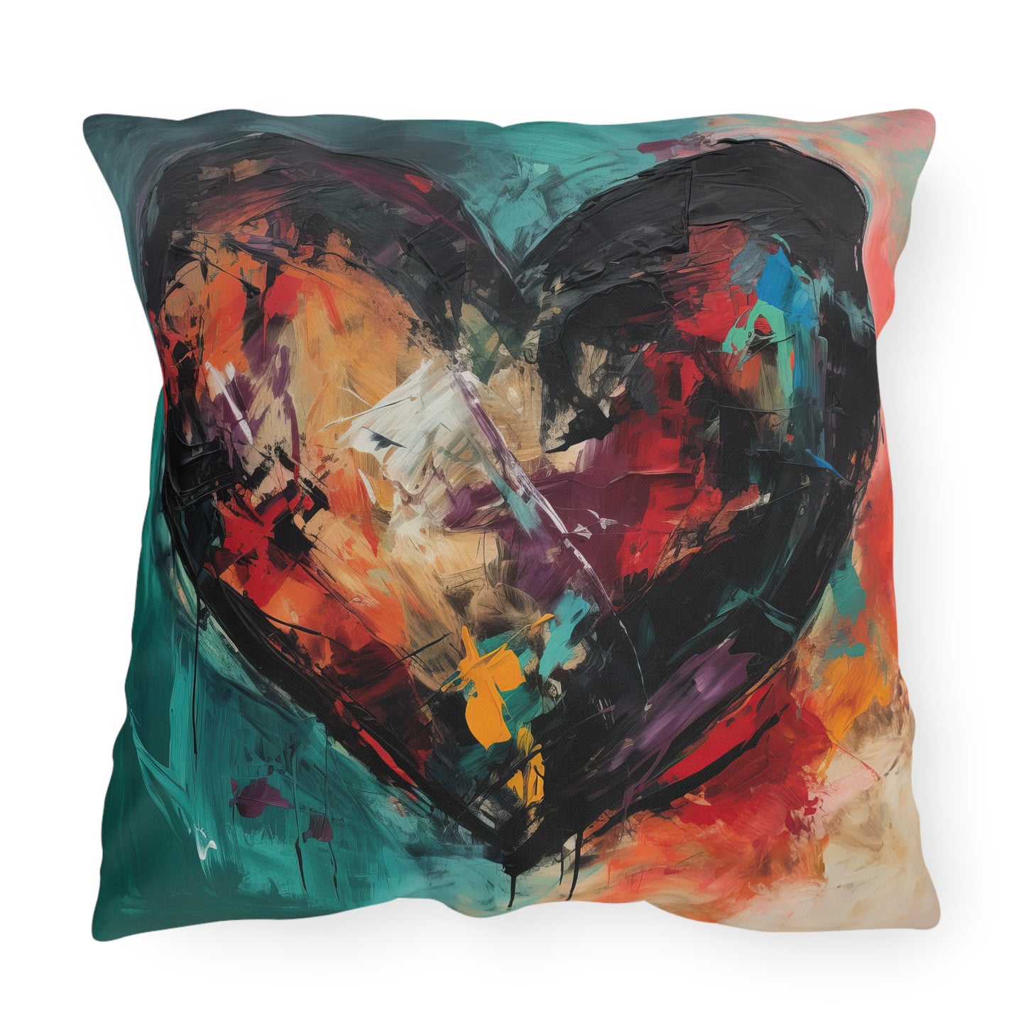 Heart Impression Oil Painting Print Outdoor Pillows