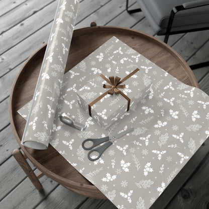 Silver Holly Gift Wrap Papers