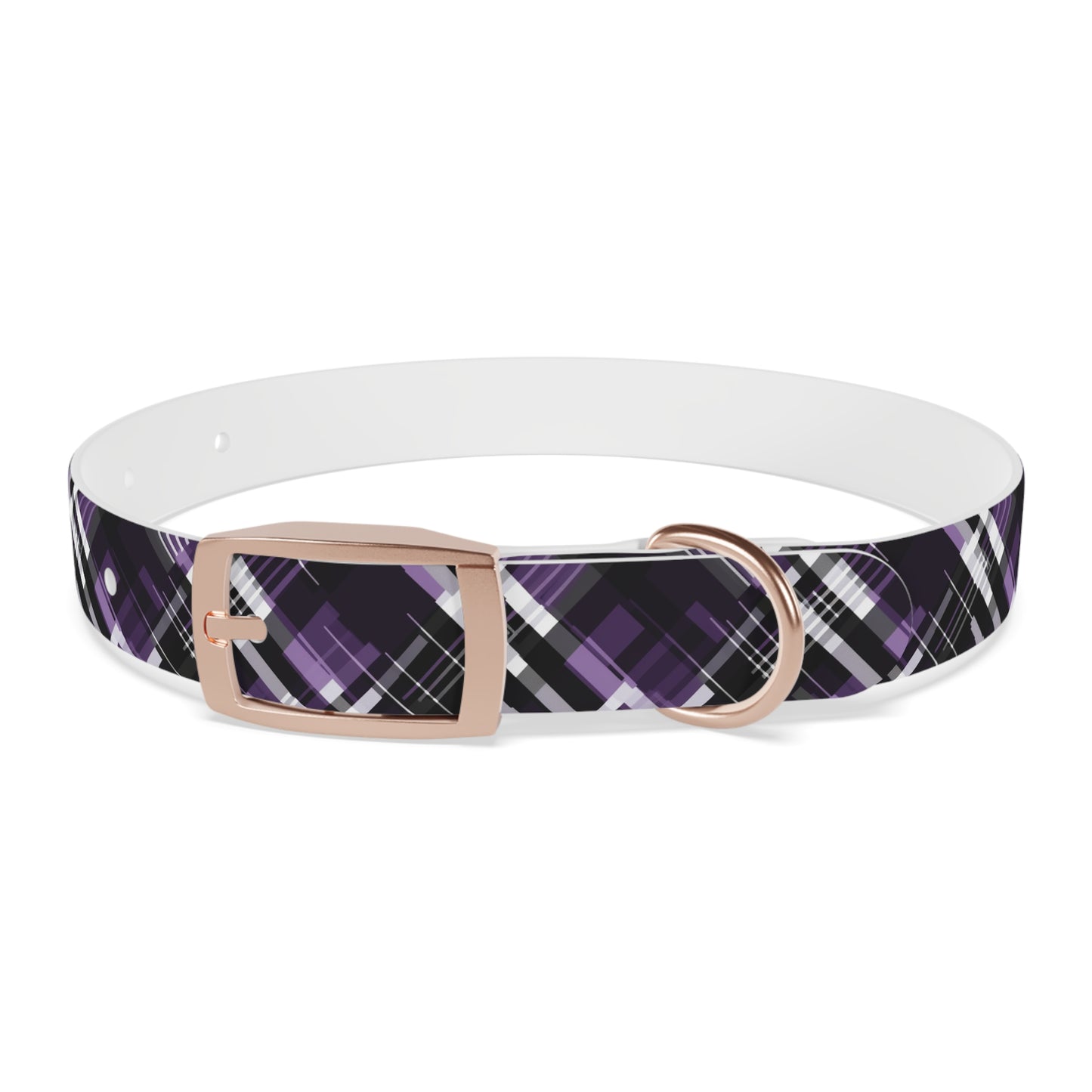 Sassy Pet's Purple, Black & White Plaid Leash Collar