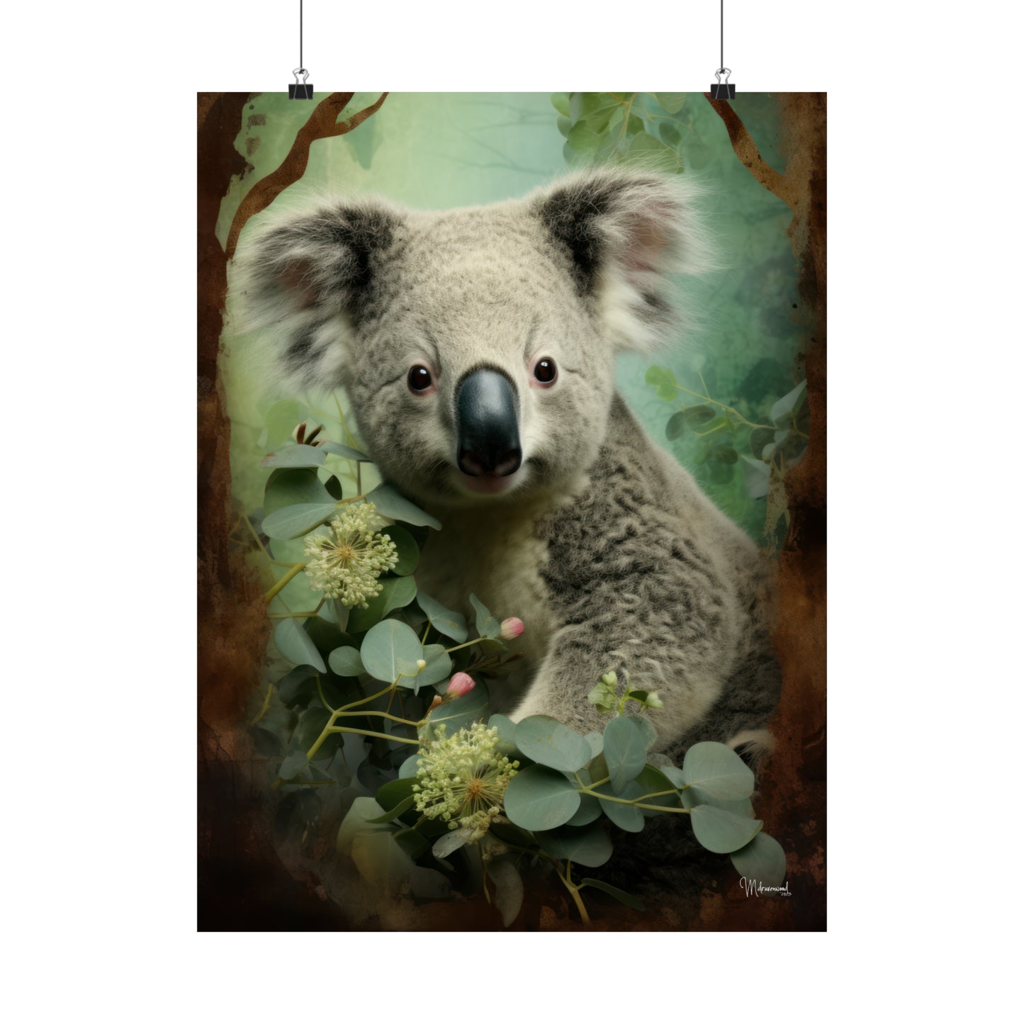 Koala Bear Floral Premium Matte Vertical Posters