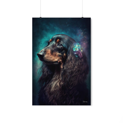 Long Haired Dachshund Dog Premium Matte Vertical Posters