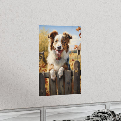 Australian shepherd in the Country Premium Matte Vertical Posters