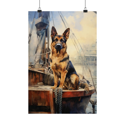 German Shepard on Dock Premium Matte Vertical Posters