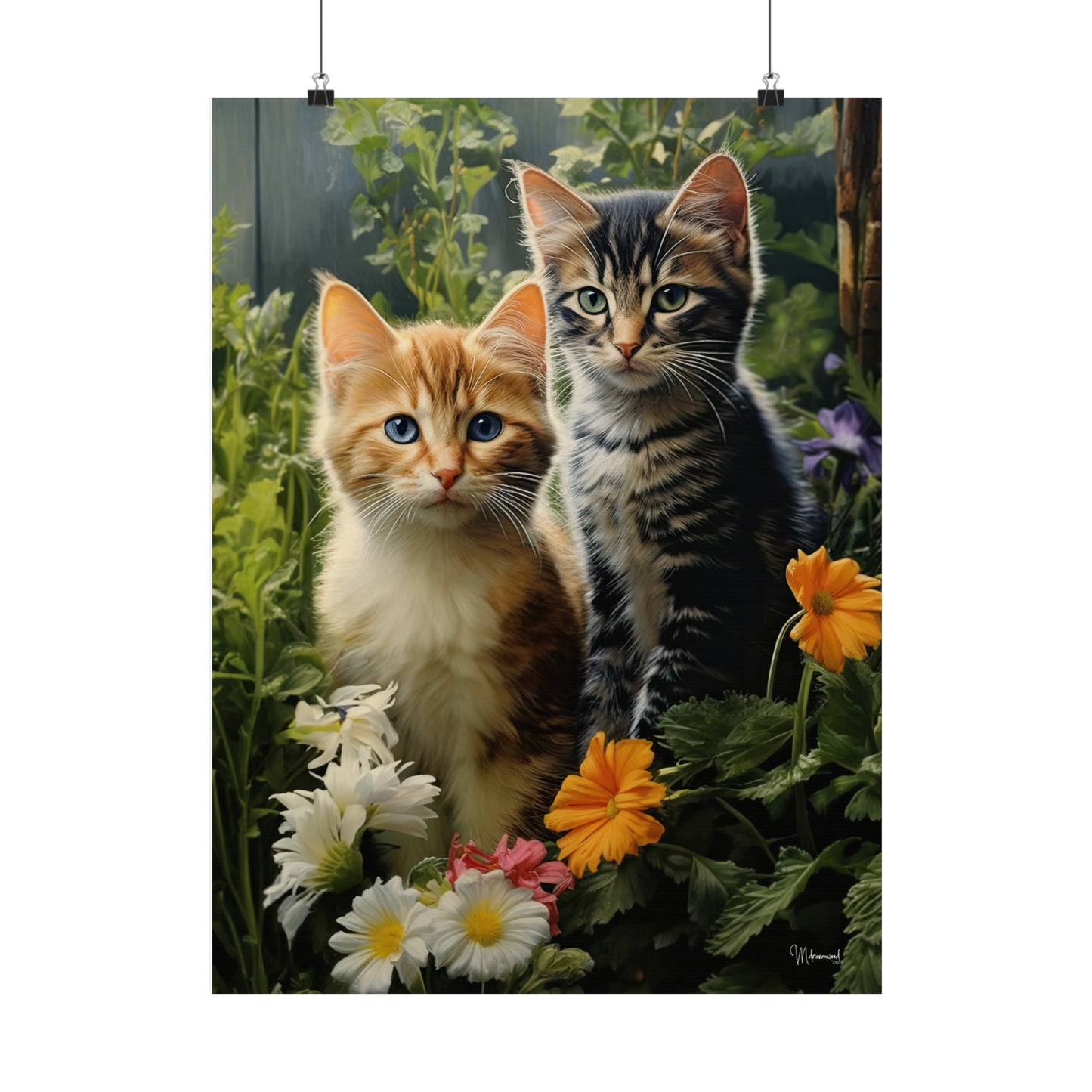 Kittens in the Garden Premium Matte Vertical Posters