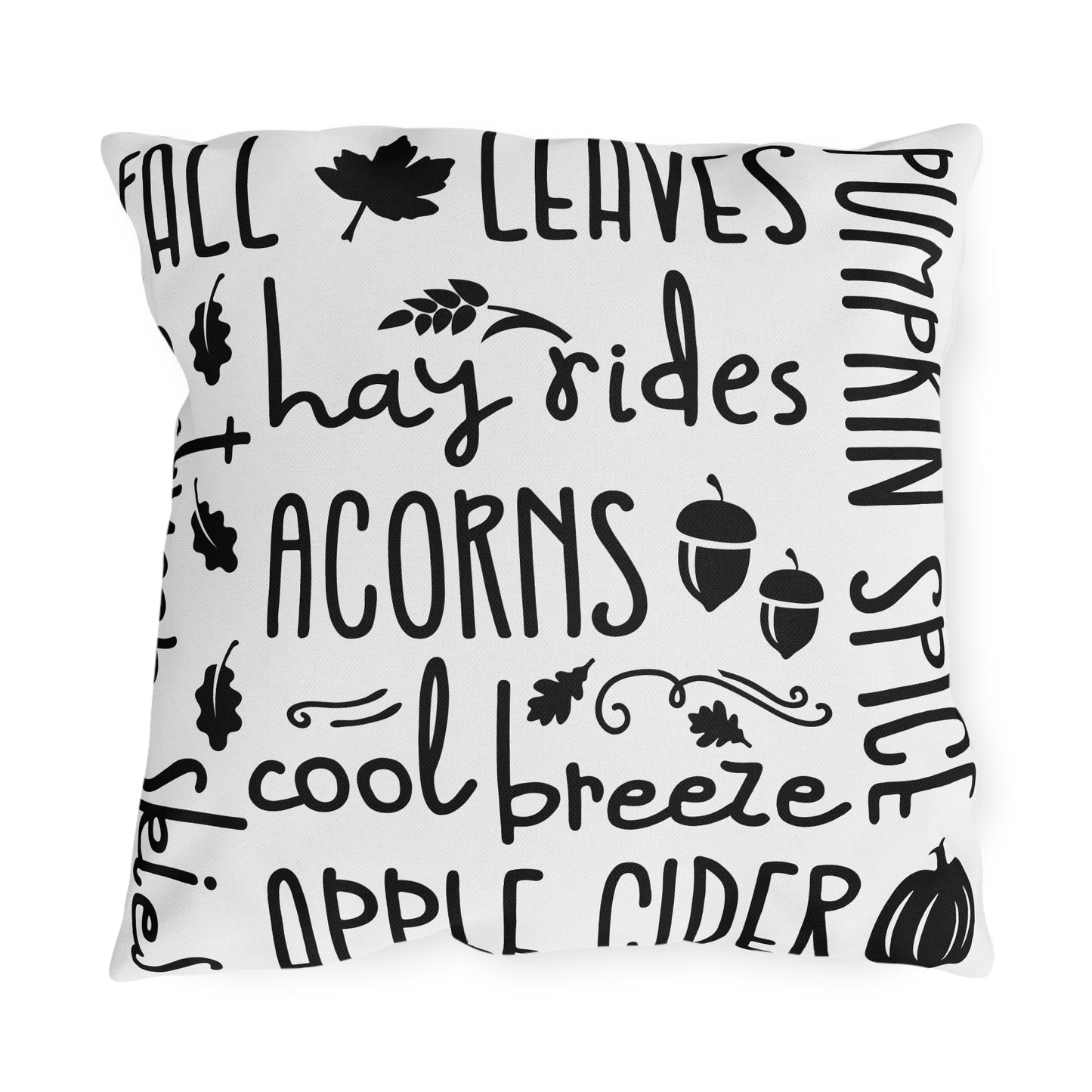 Fall Delights in White & Buffalo Plaid Outdoor Pillows