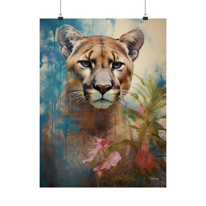 Florida Panther Floral Premium Matte Vertical Posters