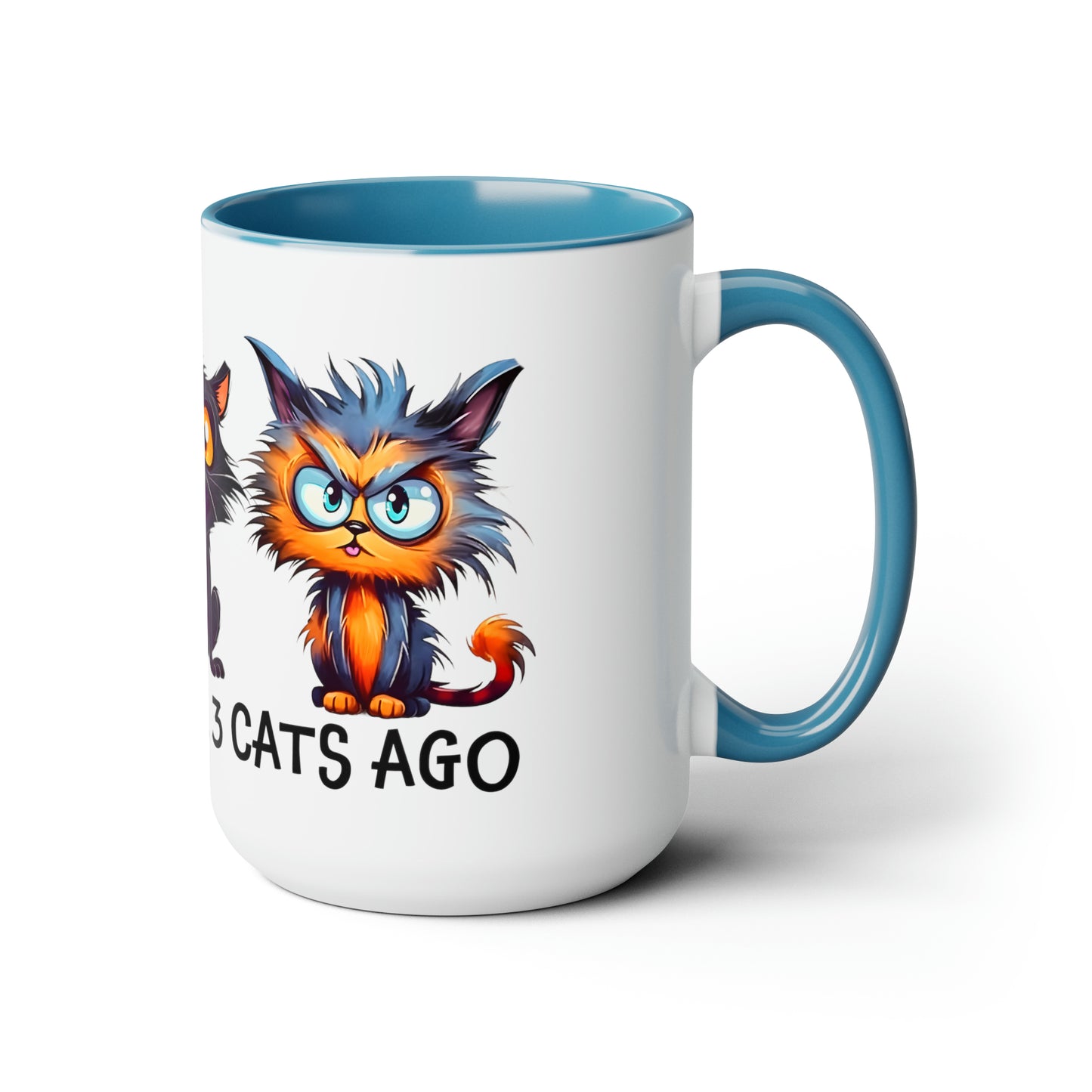 I Was Normal Three Cats Ago Two-Tone Coffee Mugs, 15oz