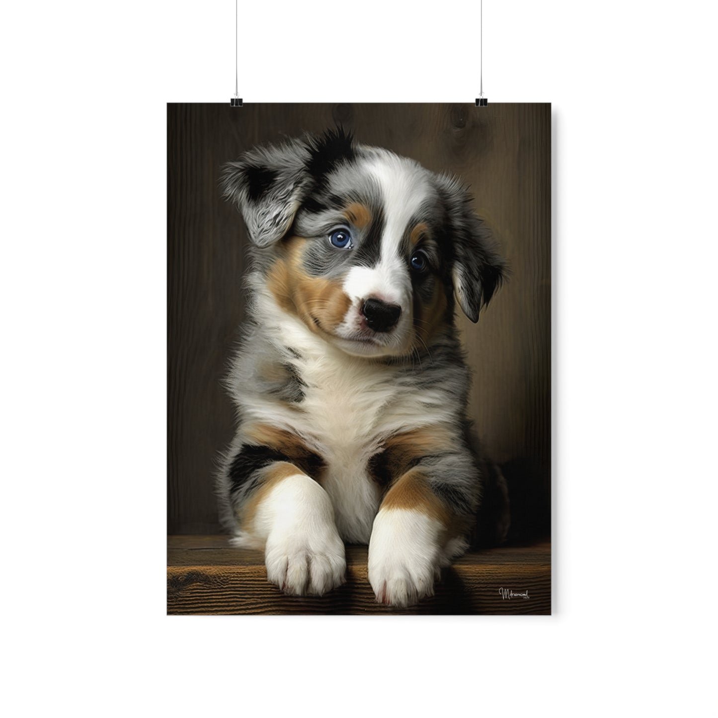 Australian Shepherd Puppy Premium Matte Vertical Posters