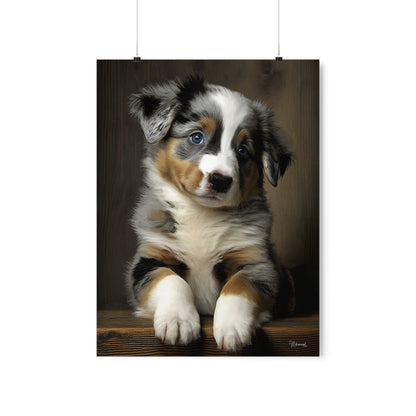 Australian Shepherd Puppy Premium Matte Vertical Posters