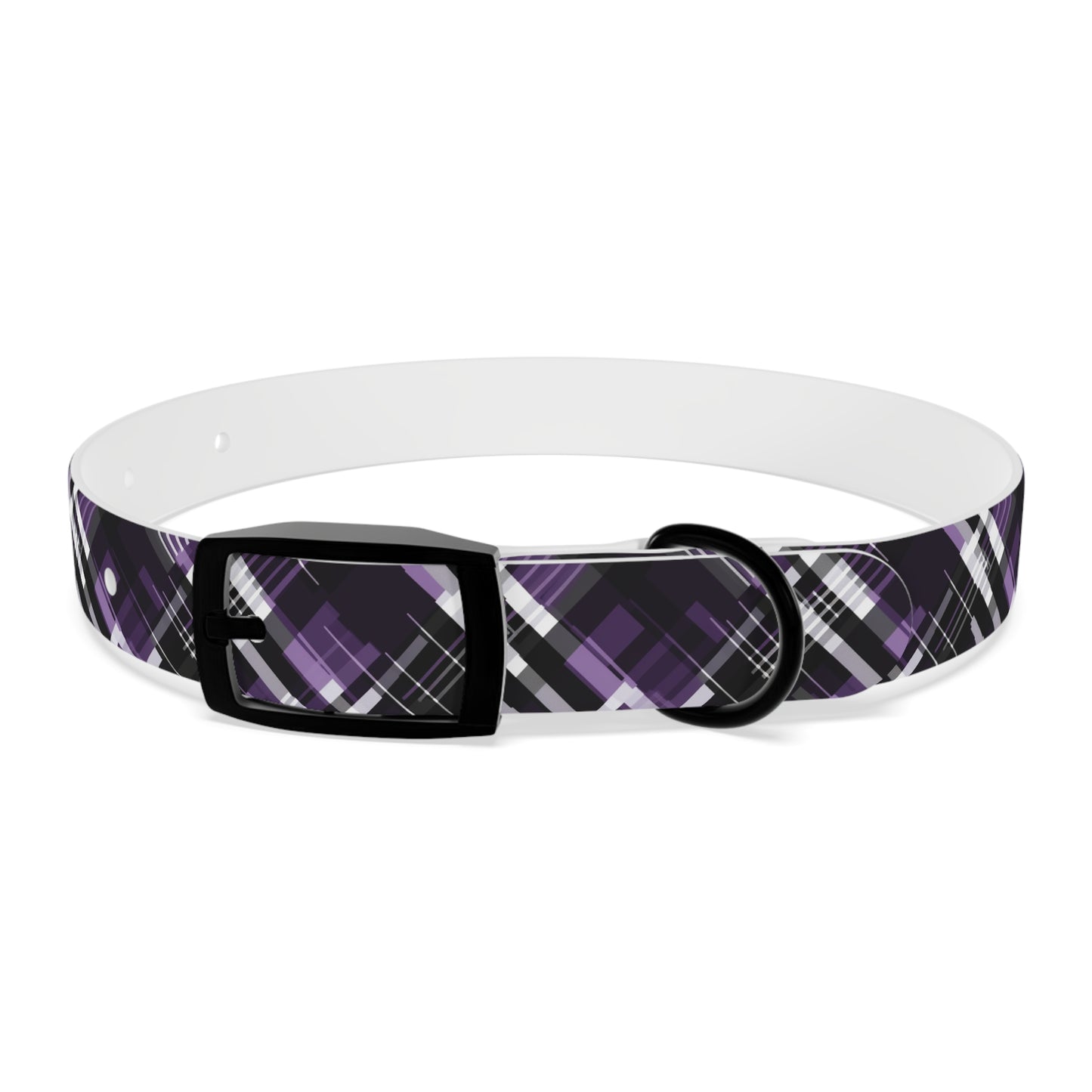 Sassy Pet's Purple, Black & White Plaid Leash Collar