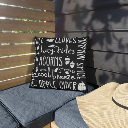 Fall Delights in Black & Buffalo Plaid Outdoor Pillows