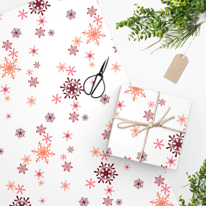 Orange & Red Snowflakes Wrapping Paper