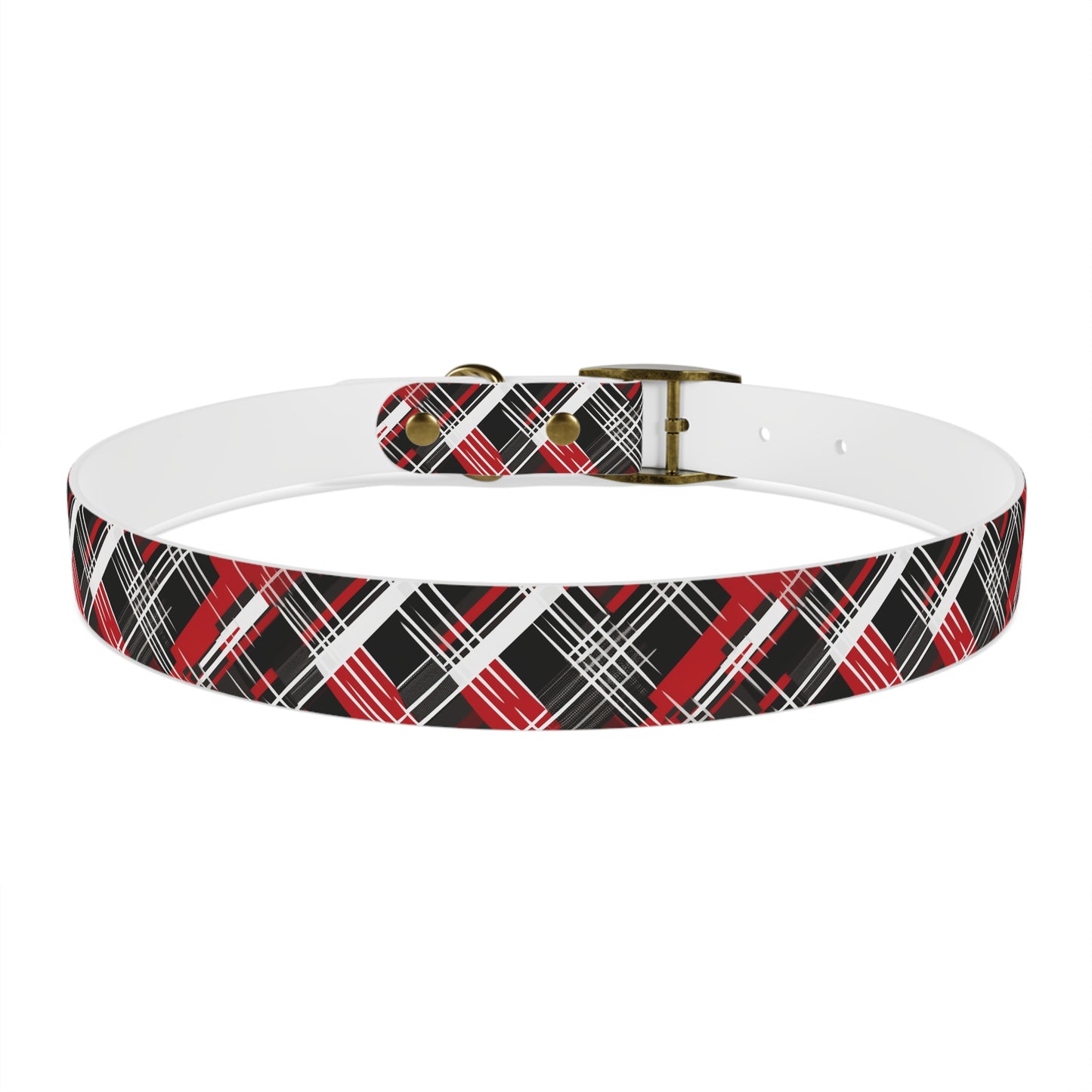 Sassy Pet's Red, Black & White Plaid Dog Collar