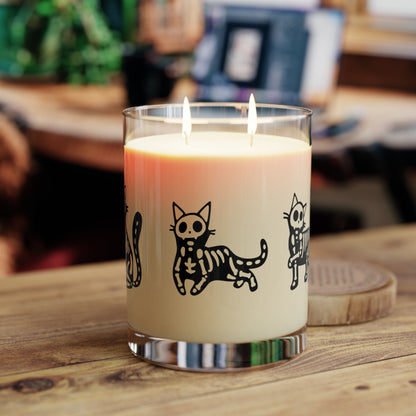 Halloween Skeleton Cat Scented Candle - Full Glass, 11oz
