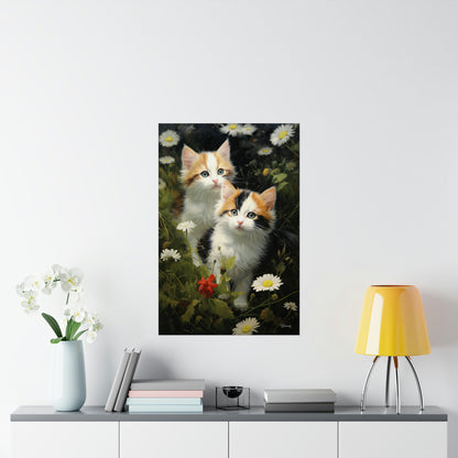 Kittens in the Garden Premium Matte Vertical Posters