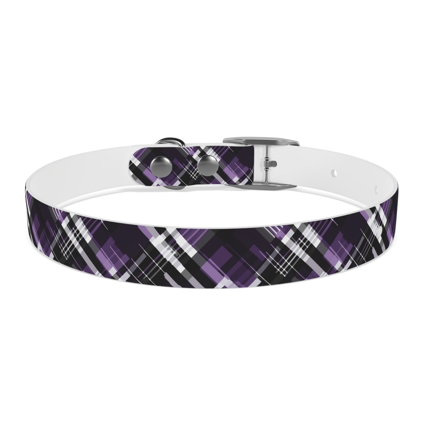 Sassy Pet's Purple, Black & White Plaid Leash Collar