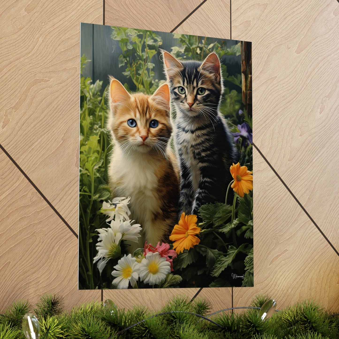 Kittens in the Garden Premium Matte Vertical Posters