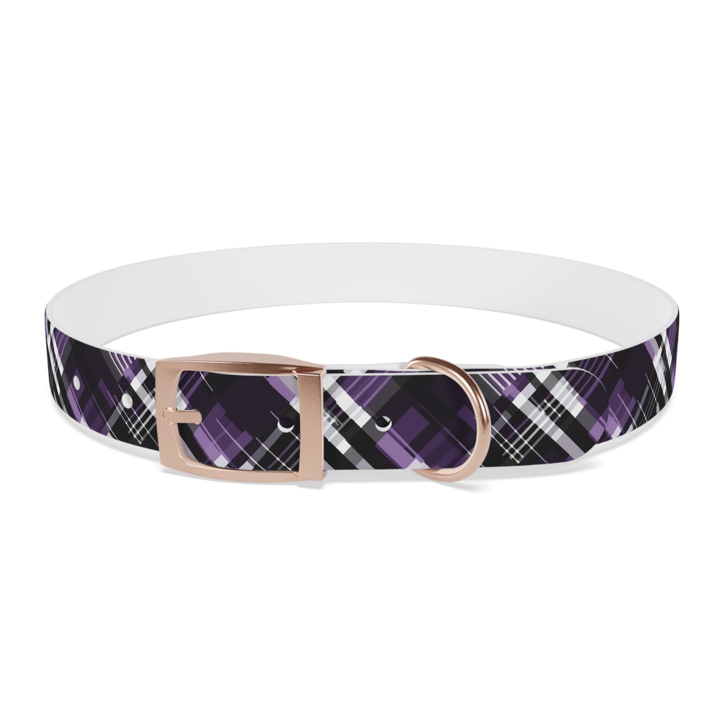 Sassy Pet's Purple, Black & White Plaid Leash Collar