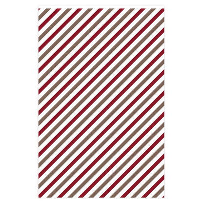 Jolly Christmas Red and Brown Pinstripe Wrapping Paper