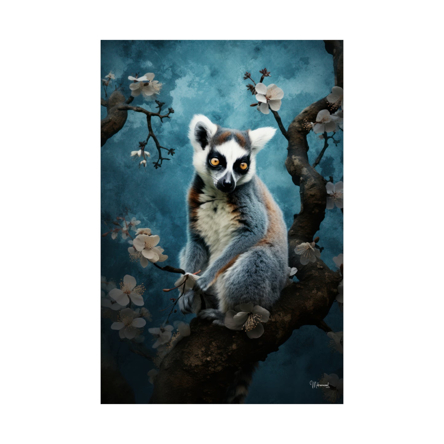 Lemur Floral Premium Matte Vertical Posters