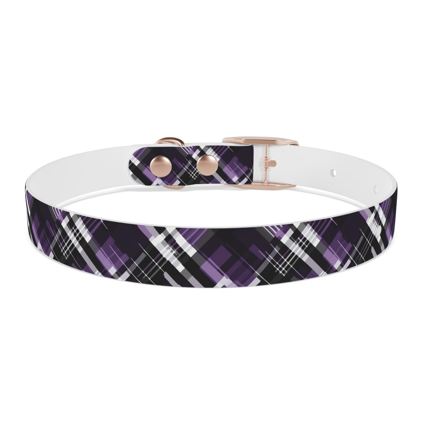 Sassy Pet's Purple, Black & White Plaid Leash Collar