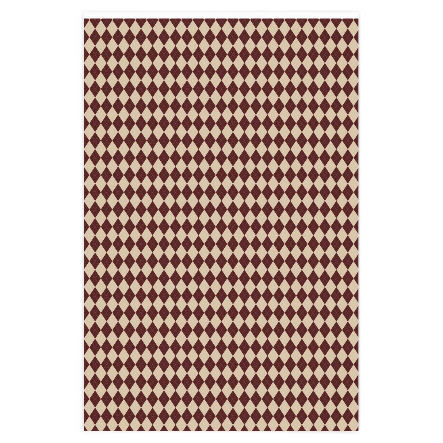 Cozy Christmas Red & Cream Diamond Checkered Plaid Wrapping Paper