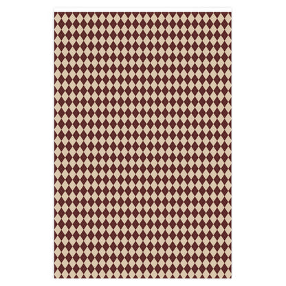 Cozy Christmas Red & Cream Diamond Checkered Plaid Wrapping Paper