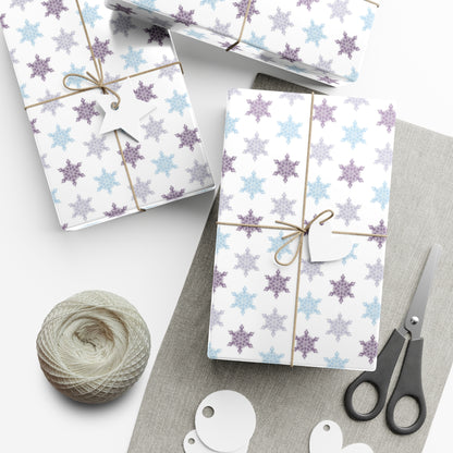 Blue and Purple Snowflakes Gift Wrap Papers