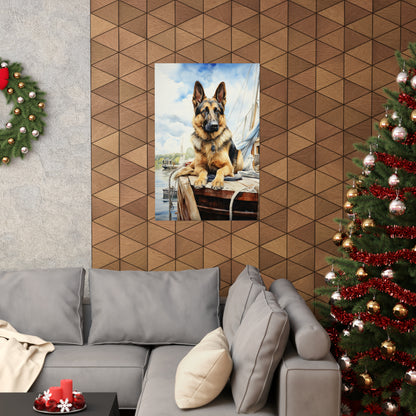 German Shepard on Dock Premium Matte Vertical Posters