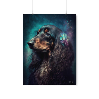 Long Haired Dachshund Dog Premium Matte Vertical Posters