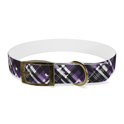 Sassy Pet's Purple, Black & White Plaid Leash Collar