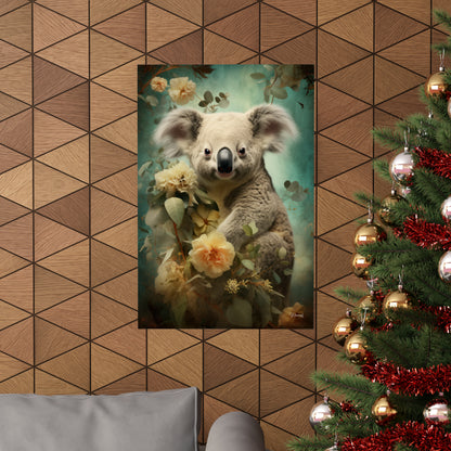 Koala Bear Floral Premium Matte Vertical Posters