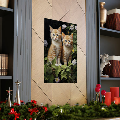 Kittens in the Garden Premium Matte Vertical Posters