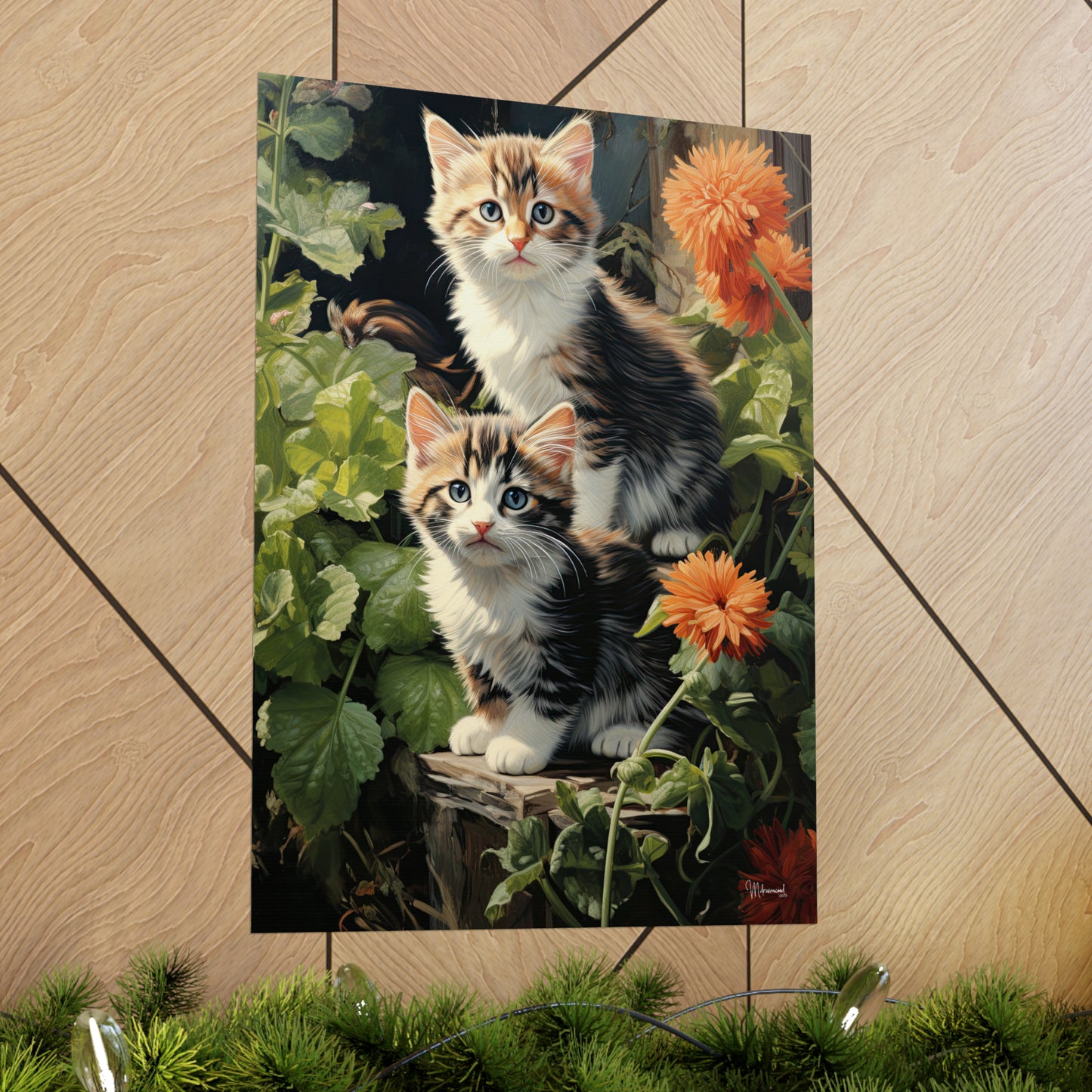 Kittens in the Garden Premium Matte Vertical Posters