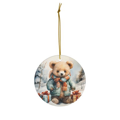 Watercolor Winter- Bear Ceramic Ornament