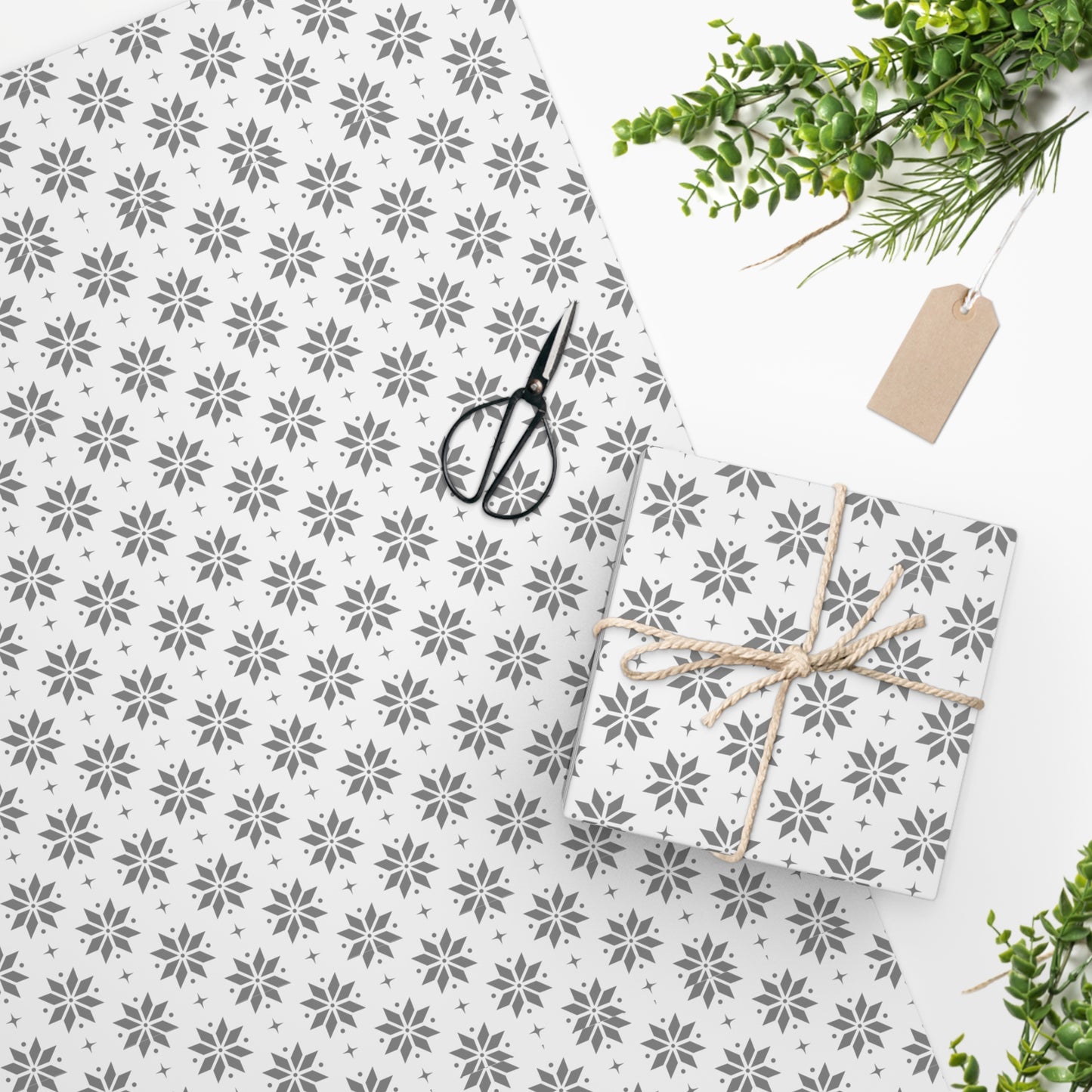 White Christmas Snowflake Wrapping Paper