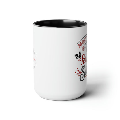 Most Likely to Kiss Santa Two-Tone Coffee Mugs, 15oz