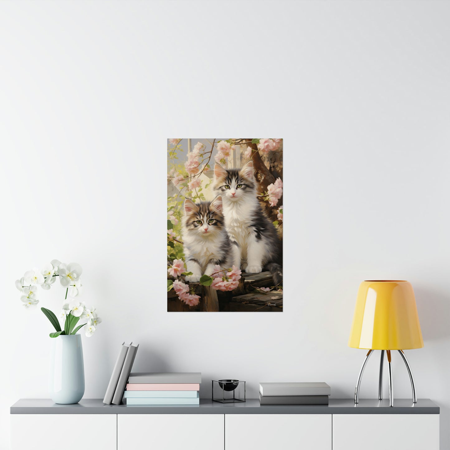 Kittens Floral Premium Matte Vertical Posters