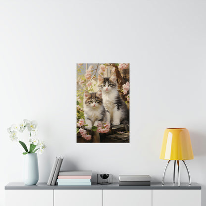 Kittens Floral Premium Matte Vertical Posters