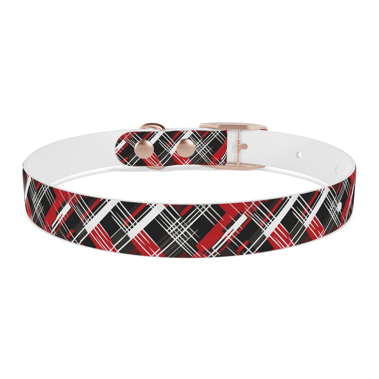 Sassy Pet's Red, Black & White Plaid Dog Collar