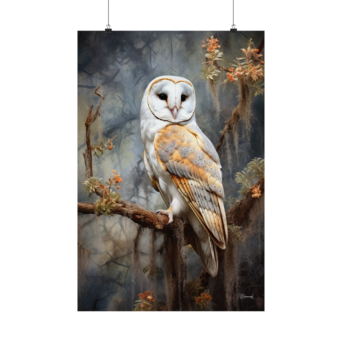 Florida Barn Owl Grunge Premium Matte Vertical Posters