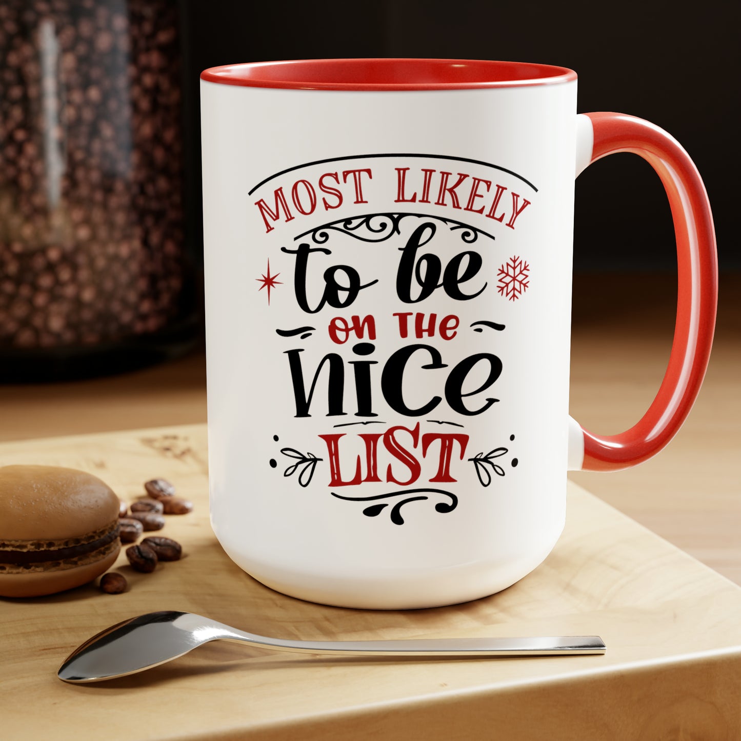 Most Likely to be on the Nice List Two-Tone Coffee Mugs, 15oz