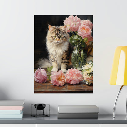 Kitten Floral Premium Matte Vertical Posters