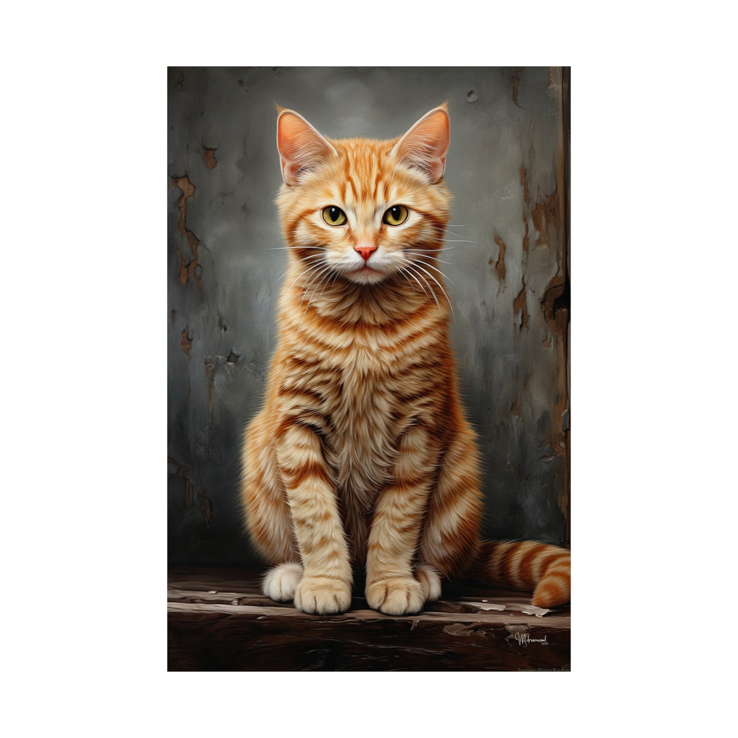 Orange Tabby Kitten Grunge Premium Matte Vertical Posters