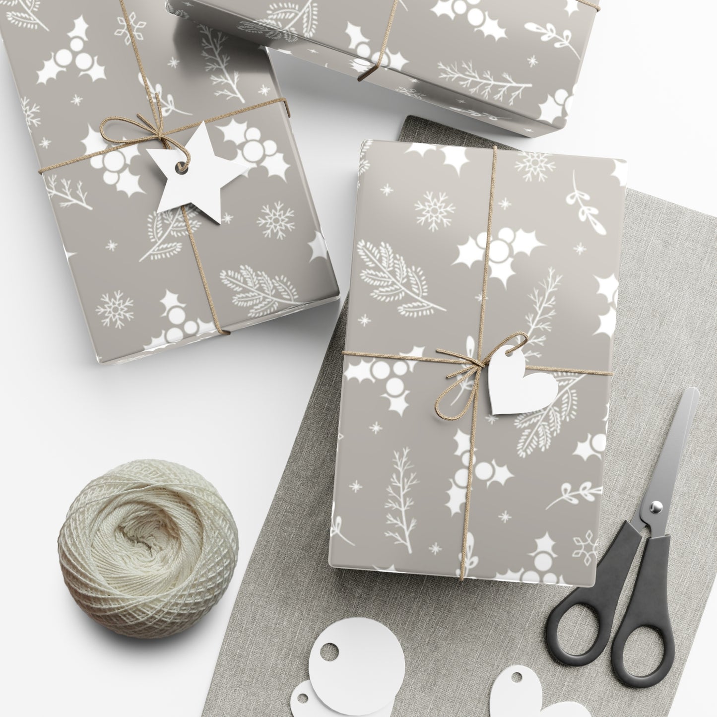 Silver Holly Gift Wrap Papers